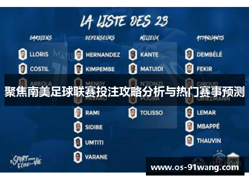 聚焦南美足球联赛投注攻略分析与热门赛事预测